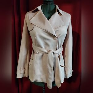 Forever 21 pale pink faux suede belted trench coat